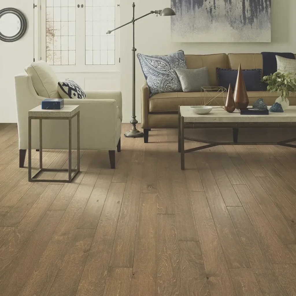 Light brown Shaw Floors Biscayne Bay hardwood in a living room